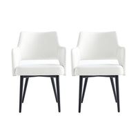 Manhattan Comfort - Lot de 2 fauteuils de salle à manger Tremont 58 cm, moderne, revêtement similicuir blanc-Chaise moderne avec accoudoirs pour salle à manger et usage de travail lot de 2