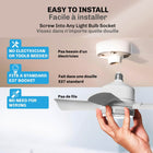 Bell+Howell - Lampe de ventilateur à douille de 15,7 po avec télécommande - Nickel-Facile à utiliser avec télécommande