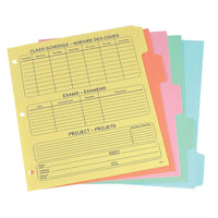 Oxford - Intercalaires pour matières avec échéancier  - 5 onglets - format lettre - couleurs assorties-Papier 11 po, manille