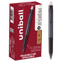 uni-ball - Stylos gel rétractables effaçables - 0,7 mm - noir - paquet de 12-Stylos Gel