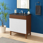 Modway - Render 30" Vanette de salle de bain - Noyer blanc Noir-Portes à fermeture douce