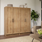 Prepac - Cabinet Accent Elite 32 po avec portes à panneaux, cabinet de rangement avec 3 étagères ajustables - Chêne naturel-Dimensions et poids assemblés : armoire de rangement élite 16,75  po p x 32 po l x 65 po h, poids total : 114 lb, toutes les pièces arrivent prêtes à être assemblées dans 1 boîte