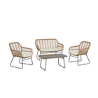 Manhattan Comfort - Ensemble de conversation moderne Antibes pour patio, 4 personnes, avec table basse - beige et crème - ensemble de 4-Ensemble de conversation moderne d'extérieur 4 pièces avec 2 fauteuils, 1 canapé et 1 table basse