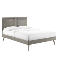 Modway - Marlee Bois Lit à plateforme complet avec pieds écartés, Gris-Cadre complet de plate-forme