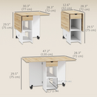 HOMCOM - Table à manger pliante à abattant avec tiroir et étagères de rangement pour 4-6 personnes - chêne-La longueur réglable permet de libérer de l'espace pour des activités telles que les devoirs, les loisirs créatifs ou les jeux 