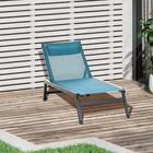 Outsunny - Chaise longue d’extérieur avec roues - chaise de bronzage 5 positions - bleu-Chaises empilables pour un rangement compact et gain de place