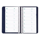 Blueline - 2025 Agenda quotidien à reliure spirale - Couverture souple d'aspect lézard - 6 po x 3-1/2 po - Bleu - Bilingue-Calendrier mensuel courant et suivant en haut de chaque page