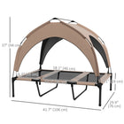PawHut - Lit pour chien surélevé, lit rafraîchissant avec auvent pour L, café-Comprend un sac de transport pour une portabilité et un rangement pratiques 