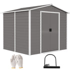 Outsunny - Abri de jardin 8'x7' avec serrure et cadre de sol, gris clair-Sert de remise à outils, remise pour vélos, remise pour générateur ou stockage de tondeuse à gazon