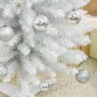 HOMCOM - Sapin de Noël artificiel 7' mince - décoration de fête - blanc-Matériau : PVC, plastique 
