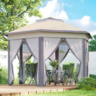 Outsunny - Tente auvent pliante 13 pi l x 13 pi L pour l pi Lextérieur - Café et beige-La housse en polyester résistante à l'eau et anti-UV bloque les pluies légères et les rayons nocifs