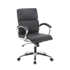 Fauteuil de direction ergonomique et confortable à dossier moyen TygerClaw-Upholstered in soft and black bonded leather with PVC upholstery