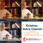 ShoppingAll - Lampe de bureau multifonctionnelle à LED avec base RVB, chargeur sans fil et chargement USB - Noir-Port De Charge USB : Un Port USB Supplémentaire Vous Permet De Recharger D’autres Appareils Électroniques En Même Temps.