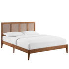 Modway - Sirocco Rotin et bois Lit de plateforme King, Noyer-Assemblée requise