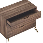 Manhattan Comfort - Avira 35" commode 3 tiroirs style mid-century modern - marron-Des pieds en métal robustes offrent un soutien fiable avec une touche contemporaine