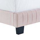 Modway - Celine Chenal Touffé Performance Velvet Lit King, Rose-Pieds en bois massif