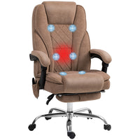 Vinsetto - Chaise de jeu de bureau inclinable avec massage et chauffage - brun-Six points de massage vibrant avec trois modes, trois intensités, minuterie et chauffage lombaire à trois niveaux