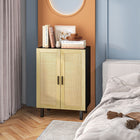 HOMCOM - Buffet boho 28,7 po L - noir-Trois compartiments maximisent l’espace de rangement 