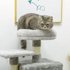 PawHut - Arbre à chat d’intérieur avec maisonnette, hamac, lit - gris clair-Le condo pour chat convient aux chats de moins de 5 kg, assemblage requis