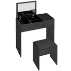 HOMCOM - Coiffeuse avec miroir rabattable et tabouret rembourré - 31,5 po L x 15,7 po l x 31,1 po H - noir-Plateau rabattable avec miroir clair pour votre maquillage quotidien 