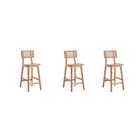 Manhattan Comfort - Versailles tabouret de comptoir style industriel 15,75" - nature - lot de 3-Moderne - industrie chic canne comptoir tabouret comptoir parfait hauteur de comptoir bar et îlots. Ensemble de 3