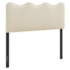 Modway - Athena Rayé Tissu tapis Tête de lit pleine grandeur, Rayures d’avoine-Rembourrage en tissu semblable au lin