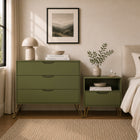 Manhattan Comfort - Commode Avira 35" style Mid-Century Modern à 3 tiroirs - Vert olive-9