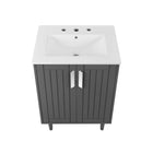 Modway - Augusta 24" Vanette de salle de bain - Gris blanc-Portes à fermeture douce