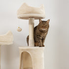 PawHut - Arbre à chat grand 81 po avec poteaux à griffer, condos, lits - beige-Couleur : Beige, blanc crème 