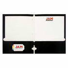 JAM Paper - Dossiers scolaires laminés brillants à 3 trous et à deux pochettes - noir - Paquet de 6-Taille : 9,25 x 11,5 pouces. S'adapte facilement aux documents de 8,5" x 11".