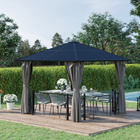 Outsunny - Pavillon à toit rigide 10 pi l x 10 pi L - pavillon de patio - noir-Toit en polycarbonate offrant une transmission de la lumière tout en protégeant du soleil, de la pluie et du vent