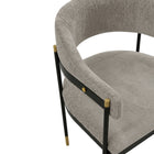 Manhattan Comfort - Lia fauteuil de salle à manger moderne 24,8 po en chenille avec accoudoirs - Pierre-Superbe cadre en métal avec accents dorés et design à dos flottant