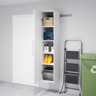 Prepac - Armoire de rangement étroite HangUps de 15 po - blanc-Poignées au fini nickel satiné