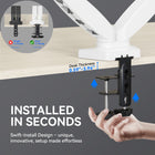ShoppingAll - Support double pour moniteur VESA et ordinateur portable avec bras à ressort à gaz entièrement réglable et pince de bureau - Blanc-6