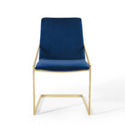 Modway - Pitch Performance Velvet Fauteuil à manger Ensemble de 2 - Marine d’or-Capacité de poids de la chaise : 330 lb.