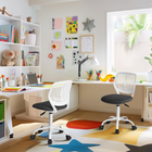 Chaise de Bureau pour Adolescent Homy Casa – Gris/Blanc-Chaise de bureau design ergonomique à dossier mi-hauteur