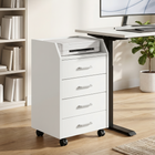 HOMCOM - Armoire de classement mobile verticale à 4 tiroirs avec roulettes verrouillables - blanc-Conception surélevée empêchant les objets de tomber 