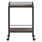 Hudson&Canal - Chariot de bar Barnes 23,5" de largeur - Brun aulne-Comprend un plateau et une étagère en MDF
