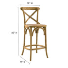 Modway - Gear Tabouret de comptoir - Naturel-Construction en bois d’orme