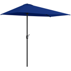 Outsunny - Parasol demi-patio avec 5 baleines - 8 pi - bleu foncé-Auvent en polyester résistant aux UV pour une meilleure protection solaire à l'extérieur