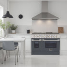 Kucht - 48 po Série KNG Cuisinière Pro Style au gaz propane - Acier inoxydable/Gris ciment-Cuisinière entièrement en acier inoxydable avec poignée professionnelle pour une expérience culinaire optimale