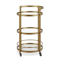 Hudson&Canal - Chariot de bar rond Hause 21"W - Laiton-Un design contemporain moderne pour votre cuisine, votre bureau, votre espace de divertissement et plus encore