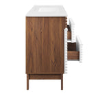 Modway - Render 48" Vanité de salle de bain à un seul lavabo - Blanc Noyer Blanc-Bassin d’évier en céramique