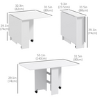 HOMCOM - Table à manger pliante à abattant 55 po avec étagères de rangement pour 4-6 personnes - blanc-Peut être plié en une unité petite et compacte, ce qui permet d’économiser de l’espace lorsqu’il n’est pas utilisé