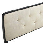 Modway - Collins Touffe Tissu et bois Tête de lit Queen, Noir beige-Bouton touffé