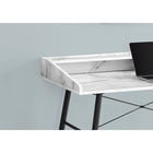 Monarch Specialties - 7539 Bureau 48 po L - Faux Marbre Blanc/Metal Noir-Fini sur tous les côtés pour un placement flexible n'importe où dans un bureau à domicile
