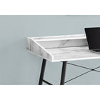 Monarch Specialties - 7539 Bureau 48 po L - Faux Marbre Blanc/Metal Noir-Fini sur tous les côtés pour un placement flexible n'importe où dans un bureau à domicile
