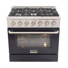 Kucht - 36 po Série KDF Cuisinière Pro Style au gaz naturel - Acier inoxydable/Noir-Cuisinez et pâtissez comme un professionnel avec le four à convection extra-large de 5,2 pi³, configuration à 5 grilles et grande fenêtre de four