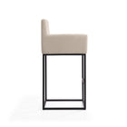 Manhattan Comfort - Ambassador tabouret de comptoir mi-siècle moderne en similicuir crème et noir 20,5" - lot de 2-Livré chez vous entièrement assemblé ! Aucun assemblage requis