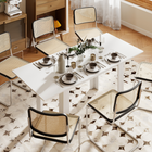 HOMCOM - Table à manger rectangulaire moderne extensible 55-71 po pour 6-8 personnes - blanc-La finition moderne effet bois s’harmonise parfaitement avec tous les styles de décoration intérieure 